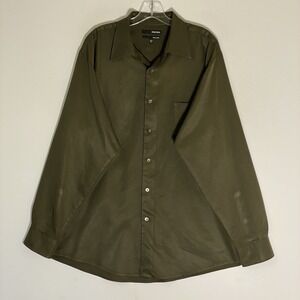 Murano Shirt Mens XL Green Easy Care Long Sleeve Dressy Business Nice Olive